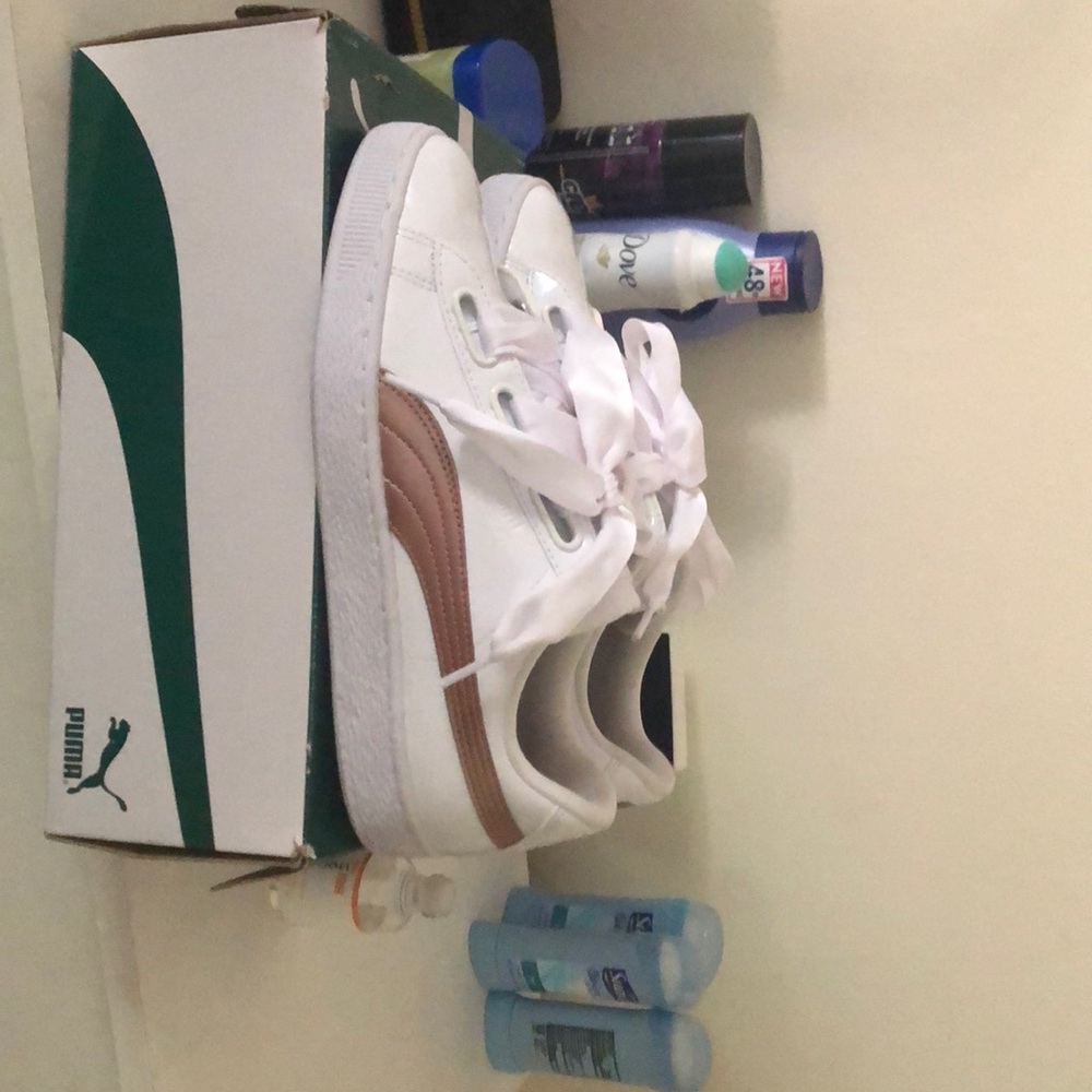 Basket heart puma white - copper rose